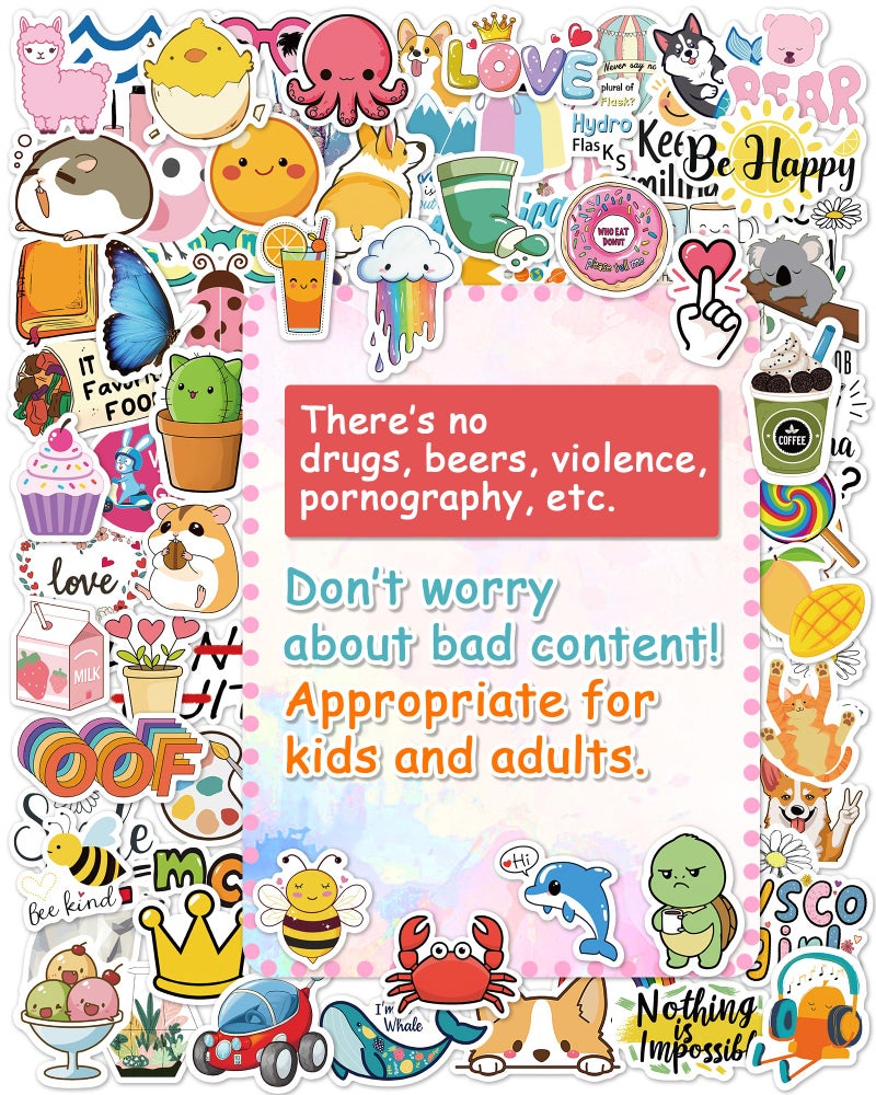 Greingways Sticker for Water Bottles, 100 Pcs/Pack Cute Vinyl Waterproof Vsco Laptop Stickers for School Students Gifts Classroom Teachers Prizes Stickers for Kids Teens Girls - Image 5