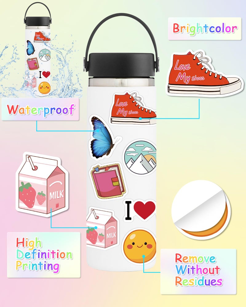 Greingways Sticker for Water Bottles, 100 Pcs/Pack Cute Vinyl Waterproof Vsco Laptop Stickers for School Students Gifts Classroom Teachers Prizes Stickers for Kids Teens Girls - Image 3
