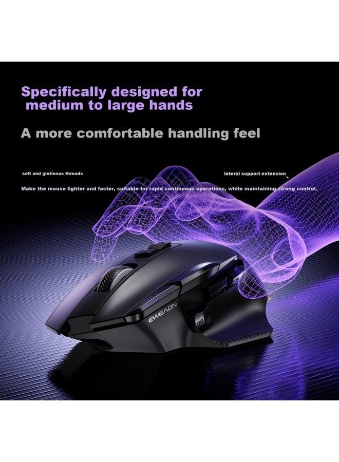 Eweadn G2 Wireless Gaming Mouse Wired Bluetooth Tri-mode Full-key Macro Programmable Lightweight Ergonomic For Medium To Large Hands 1k Report Rate Low Latency Office Laptop Pc - Image 2