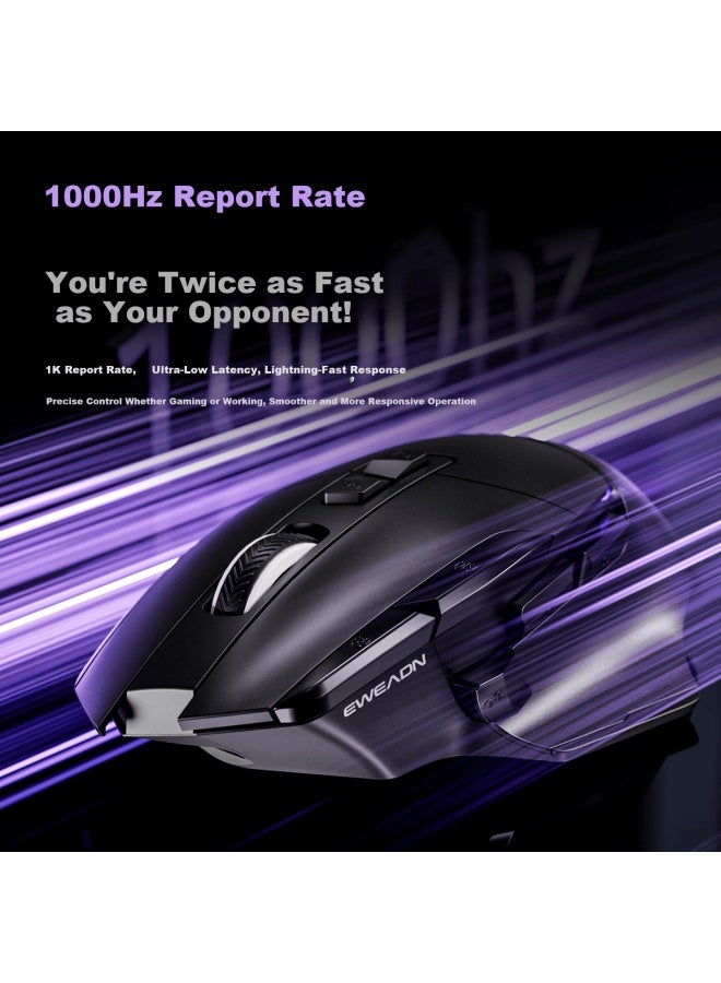 Eweadn G2 Wireless Gaming Mouse Wired Bluetooth Tri-mode Full-key Macro Programmable Lightweight Ergonomic For Medium To Large Hands 1k Report Rate Low Latency Office Laptop Pc - Image 4
