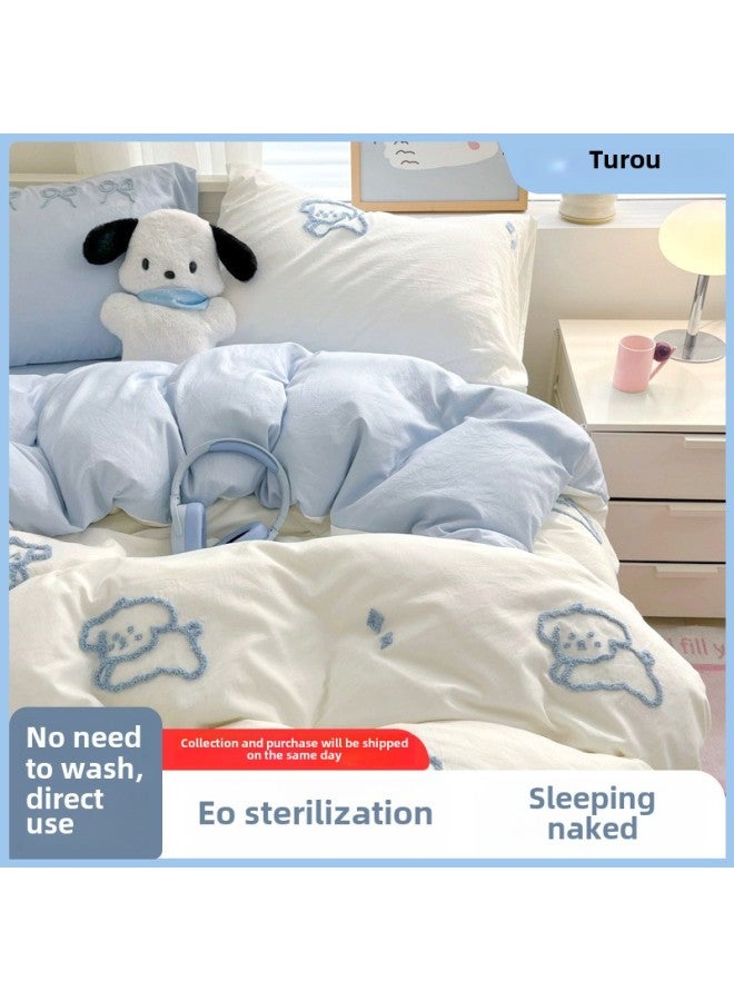 Portable Bed Sheet Quilt Cover Pillowcase Bed Four-piece Set Thickened Double Travel Hotel Sleeper Non-pure Cotton Disposable-Color:✅0 Sensitive And Non-irritating!-Specifications:Default Items - Image 3
