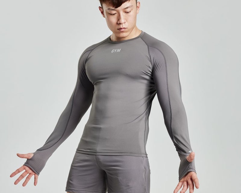 Gym Trendy Fitness Clothes Men's Tight-Fitting Long-Sleeved Sports Clothes Training Quick-Drying Clothes Running Yoga T-Shirt Elastic - Image 1