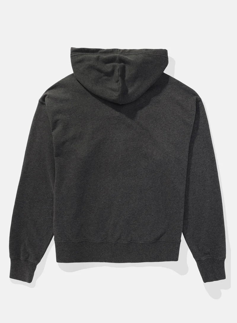 American Eagle Fleece Zip Through Drawstring Hoodie