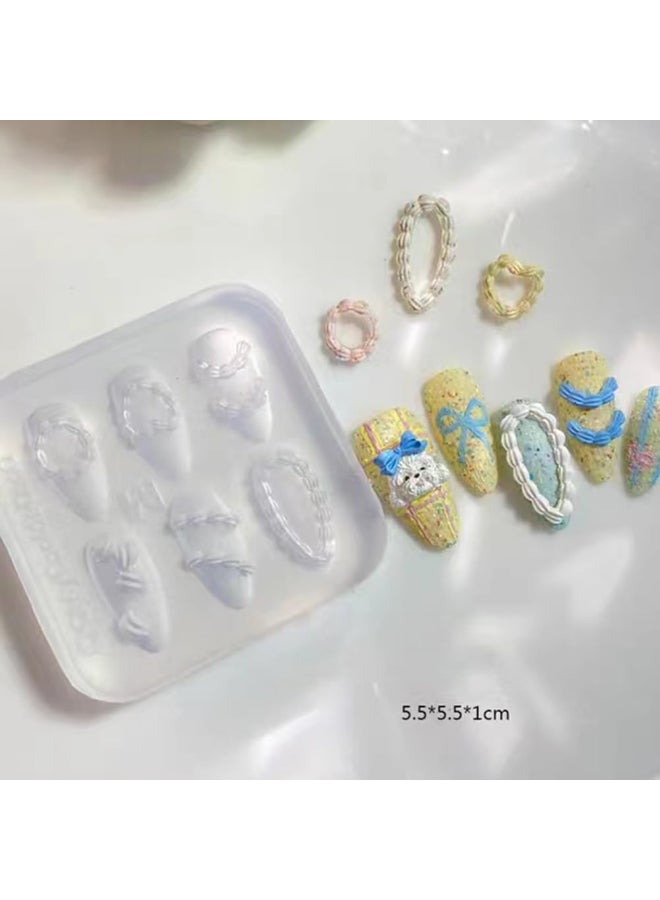 LIFOOST Nail Art Silicone Mold Embossed Cream Chain Design DIY Manicure 3D Carving Template with 6 Patterns Resin Craft Making Tool Mould for Women Nail Decoration - Image 4