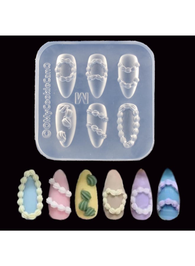 LIFOOST Nail Art Silicone Mold Embossed Cream Chain Design DIY Manicure 3D Carving Template with 6 Patterns Resin Craft Making Tool Mould for Women Nail Decoration - Image 2