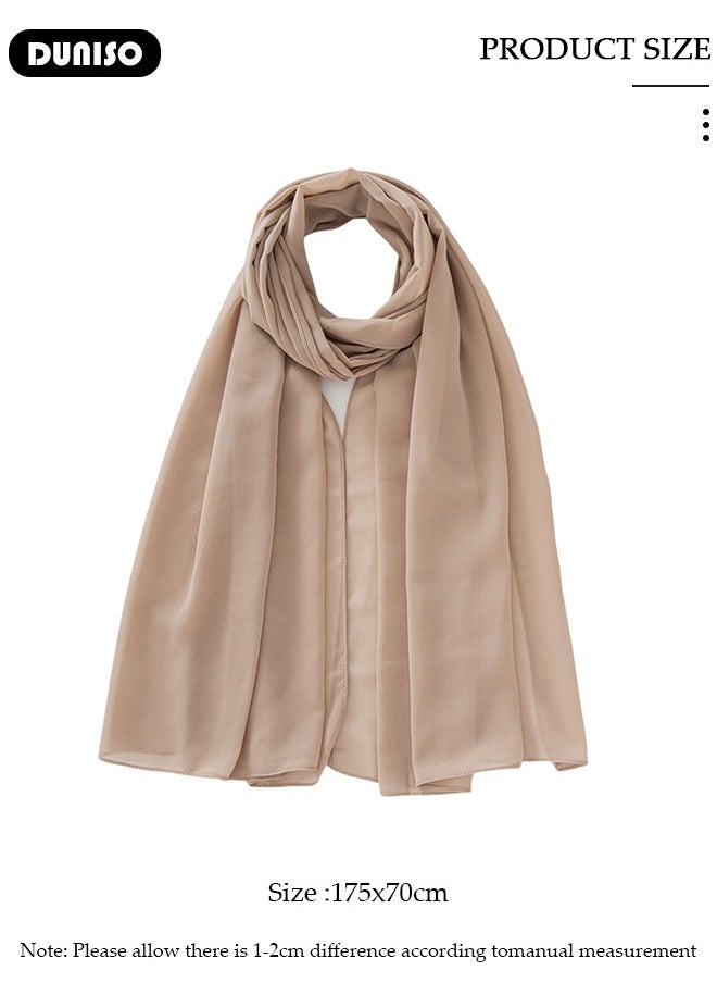 DUNISO - Women's Hijab, Muslim Shawl Head Scarf,Premium Breathable Chiffon Hijab, Pure Color Half-body Cover Hijab,Girls and Women Ideal Soft Lightweight Headscarf - Image 1