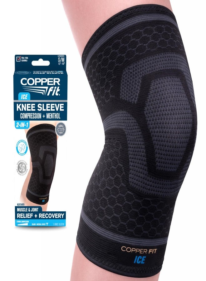 Copper Fit Unisex Adult ICE Sleeve, L/XL Knit Compression Knee Sleeve Infused with Menthol and CoQ10 for Maximum Recovery, Black, Large/X-Large US - Image 1