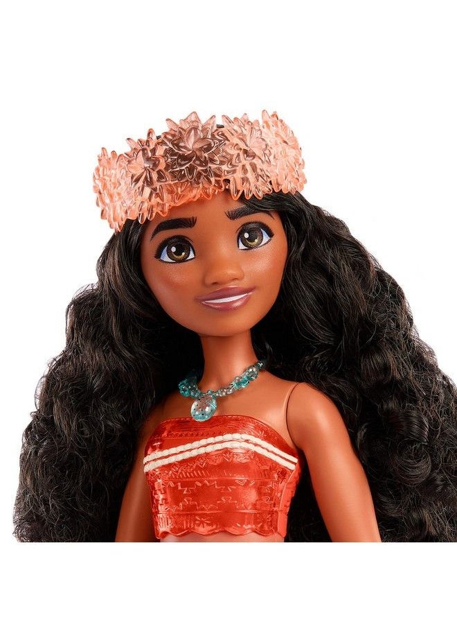Mattel Games Disney Princess Moana Fashion Doll New For 2023 Sparkling Look With Brown Hair Brown Eyes & Hair Accessory  - Image 4