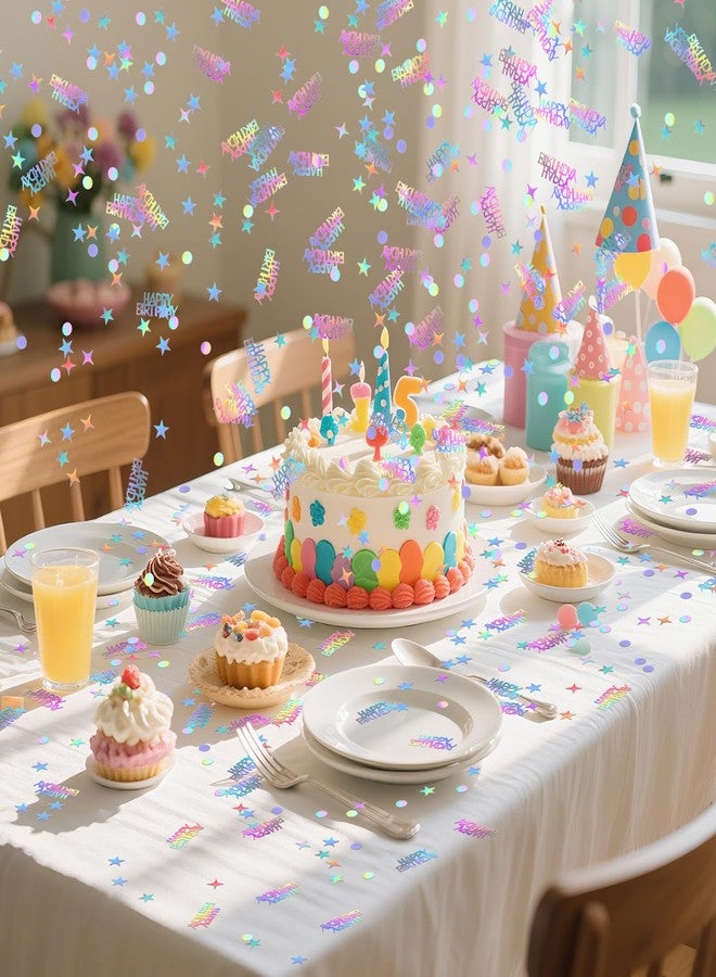 Larrel Happy Birthday Confetti for Table, Glitter Happy Birthday Confetti Metallic Colorful Party Confettis for DIY Crafts Festive Table Anniversary Party Decorations - Image 5