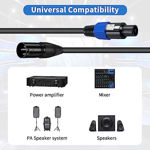 Poyiccot Speakon to XLR Cable 6ft, 18 Guage AWG Speakon Plug Male to 3 Pole XLR Jack Male Audio Cable with Twist Lock for Studio Microphone Recording, Stage Lighting. - Image 2