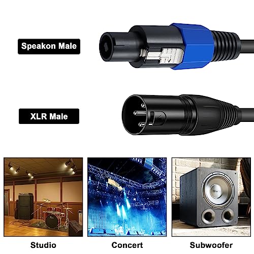 Poyiccot Speakon to XLR Cable 6ft, 18 Guage AWG Speakon Plug Male to 3 Pole XLR Jack Male Audio Cable with Twist Lock for Studio Microphone Recording, Stage Lighting. - Image 3