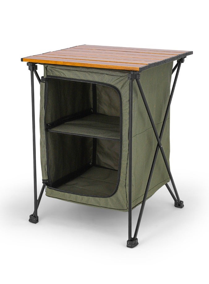 Outdoor Camping Cabinet, Cupboard Kitchen Station for Party Picnics - Folding Cooking Table with Storage Organiser - Image 1