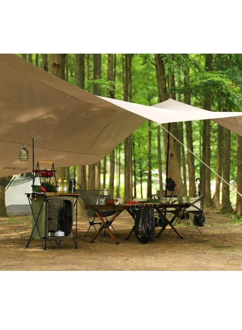 Outdoor Camping Cabinet, Cupboard Kitchen Station for Party Picnics - Folding Cooking Table with Storage Organiser - Image 3