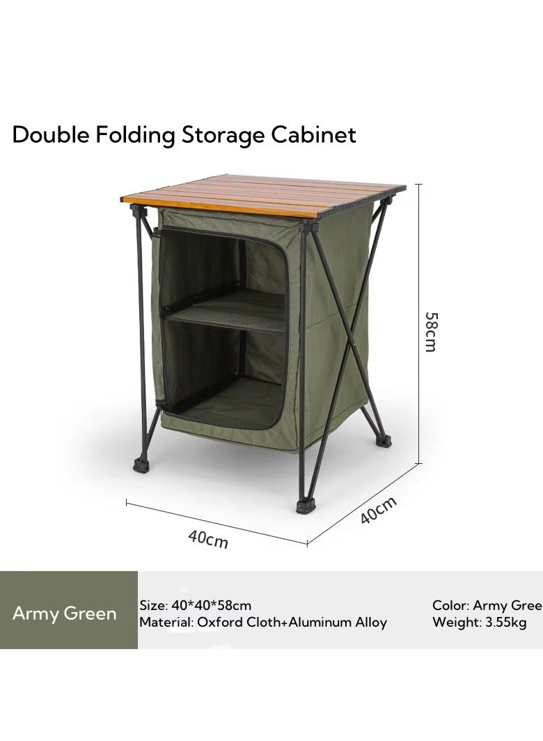 Outdoor Camping Cabinet, Cupboard Kitchen Station for Party Picnics - Folding Cooking Table with Storage Organiser - Image 4