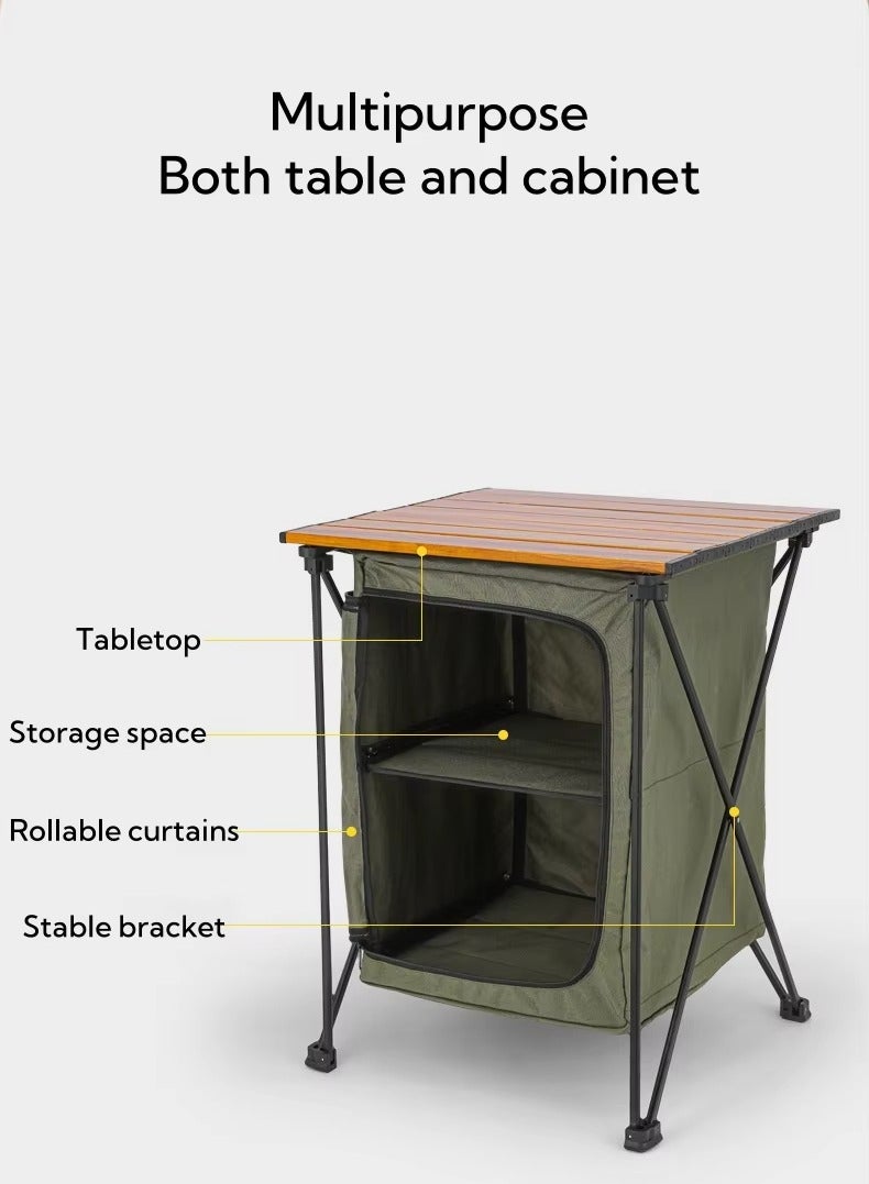 Outdoor Camping Cabinet, Cupboard Kitchen Station for Party Picnics - Folding Cooking Table with Storage Organiser - Image 5