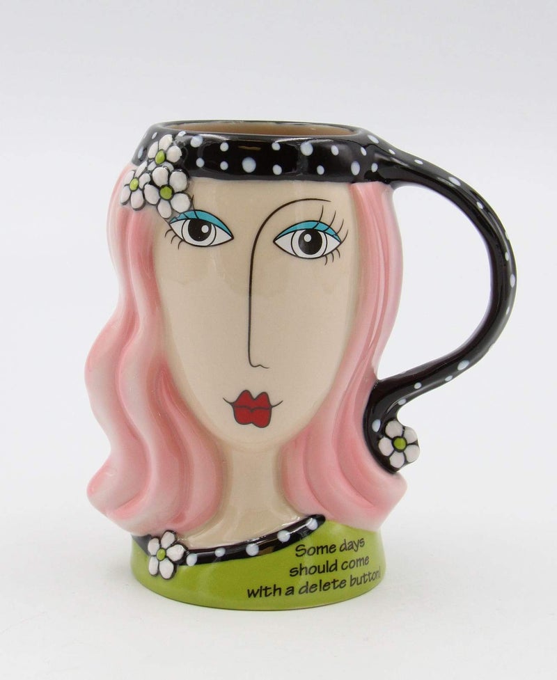 Cosmos Gifts Fine Porcelain Peace Hippie Lady with Daisy Flowers Bandana Headband Design Mug 5 H