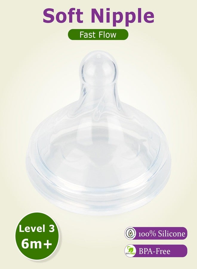 joyfeed Silicone Nipple for Dr.Brown's Wide-Nick Baby Bottle Bottles,Level 3 Bottle Nipples, Fast Flow, 6m+, 6 Count - Image 2