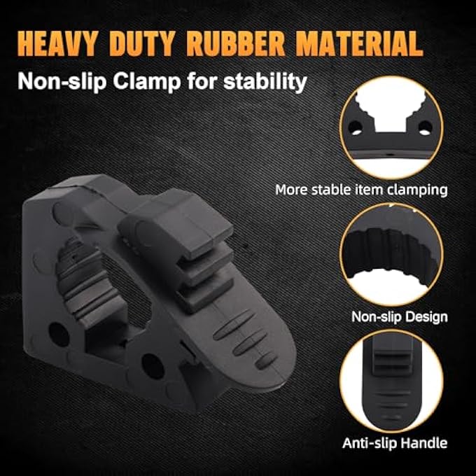 rayihni Shovel Holder Quick-Release Clamp Mount For Trucks UTV ATV Offroad, Boat & Train 4X4 Parts, Adjustable Mount Brackets for 1-1/7'' to 1-3/7'' Diameter Tool Handles - 4 Pack Black - Image 3