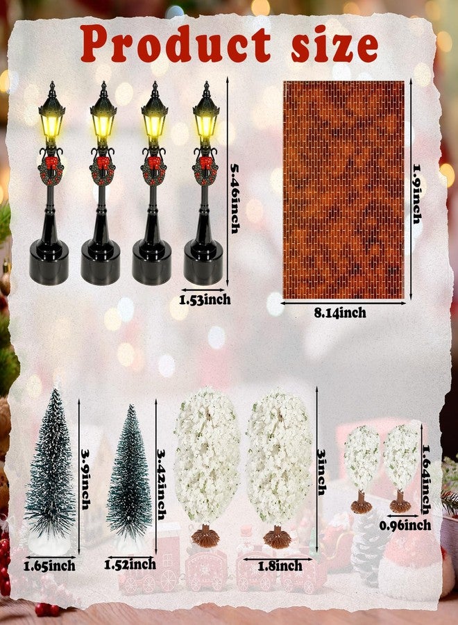 وورم تري مجموعة قرية عيد الميلاد من وورم تري، ١٢ قطعة، إكسسوارات قرية عيد الميلاد المصغرة، أشجار ثلجية، شوارع مغطاة، قرية للعرض، ديكور عطلة الشتاء، أعمال يدوية - Image 2