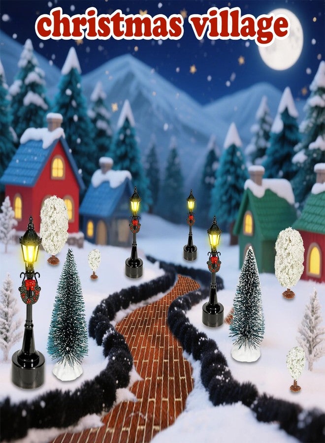 وورم تري مجموعة قرية عيد الميلاد من وورم تري، ١٢ قطعة، إكسسوارات قرية عيد الميلاد المصغرة، أشجار ثلجية، شوارع مغطاة، قرية للعرض، ديكور عطلة الشتاء، أعمال يدوية - Image 5