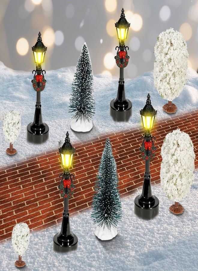 وورم تري مجموعة قرية عيد الميلاد من وورم تري، ١٢ قطعة، إكسسوارات قرية عيد الميلاد المصغرة، أشجار ثلجية، شوارع مغطاة، قرية للعرض، ديكور عطلة الشتاء، أعمال يدوية - Image 1