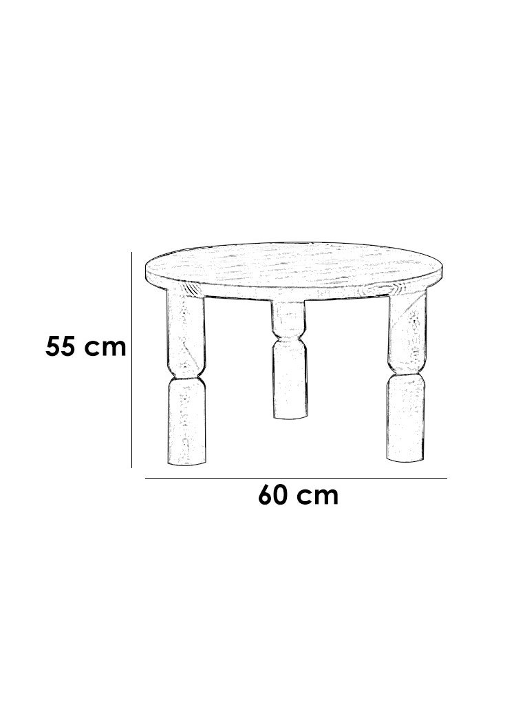 بيتك - طاولة قهوة خشب طبيعي وخشب قشرة الجوز بني - 60×60×55 سم - Image 1