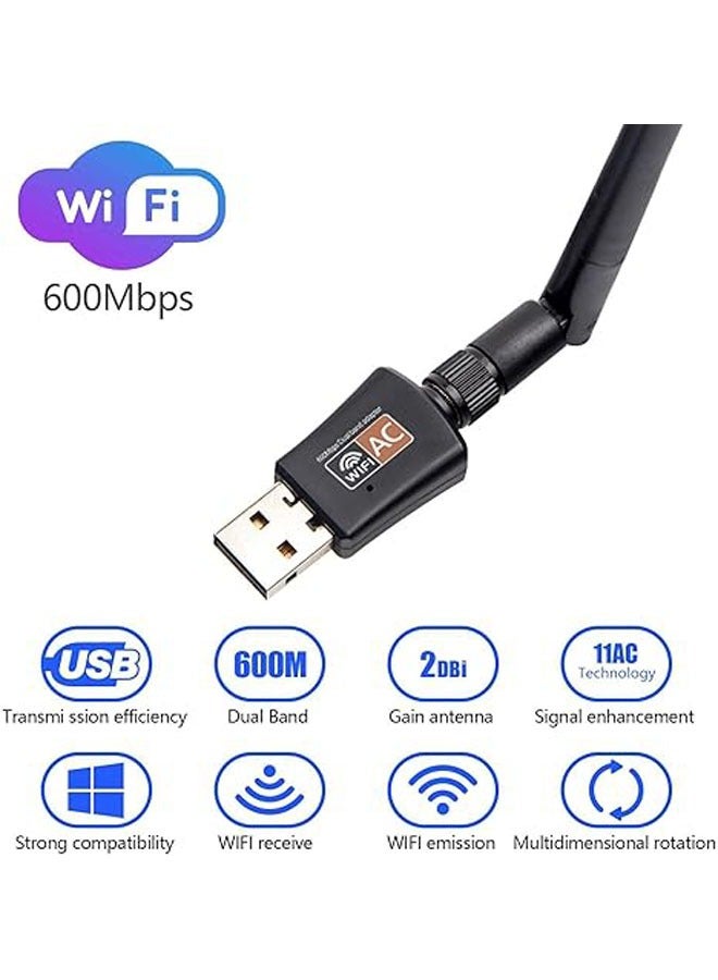 General 2.4/5 GHz 600 Mbps Dual-Band USB WiFi Adapter, Wireless Laptop Receiver, Network Adapter with Antenna, Compatible with Windows 11.10/8/7/XP/VISTA, MAC, Linux  - Image 4