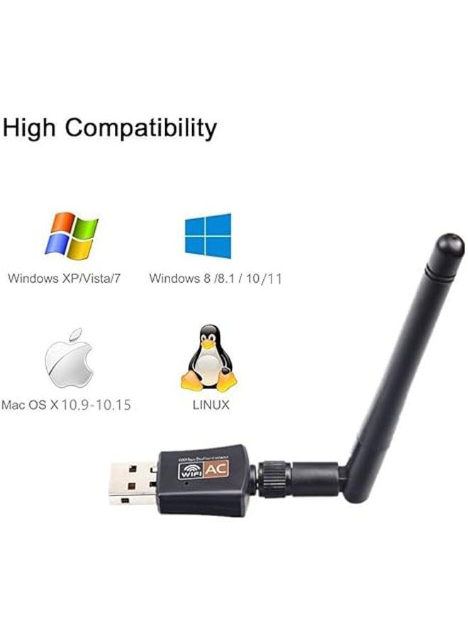 General 2.4/5 GHz 600 Mbps Dual-Band USB WiFi Adapter, Wireless Laptop Receiver, Network Adapter with Antenna, Compatible with Windows 11.10/8/7/XP/VISTA, MAC, Linux  - Image 5