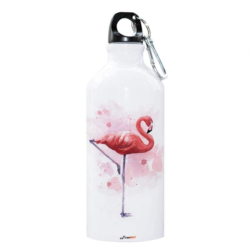 FirseBUY Flamingo Printed Aluminium Sport Water Bottle 600 ml - Image 1
