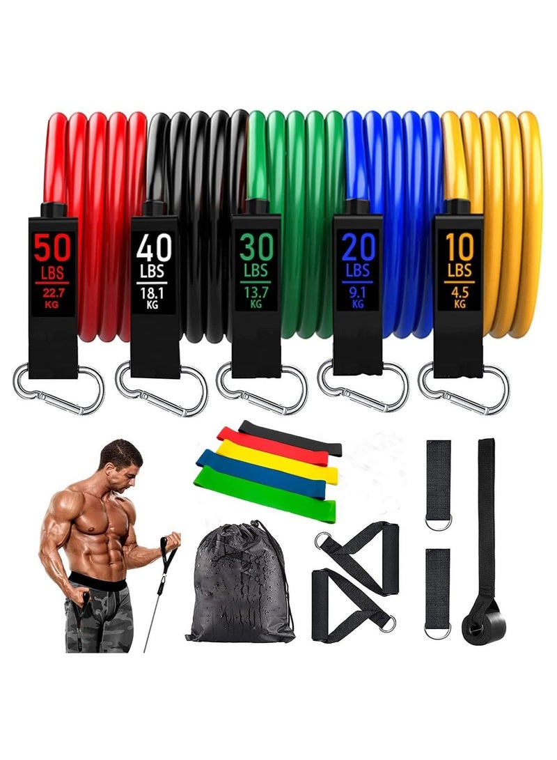 16-Piece Resistance Bands Set – Adjustable Workout Tubes with Handles, Door Anchor & Ankle Straps – Home & Gym Fitness (Up to 150 lbs) - Image 1