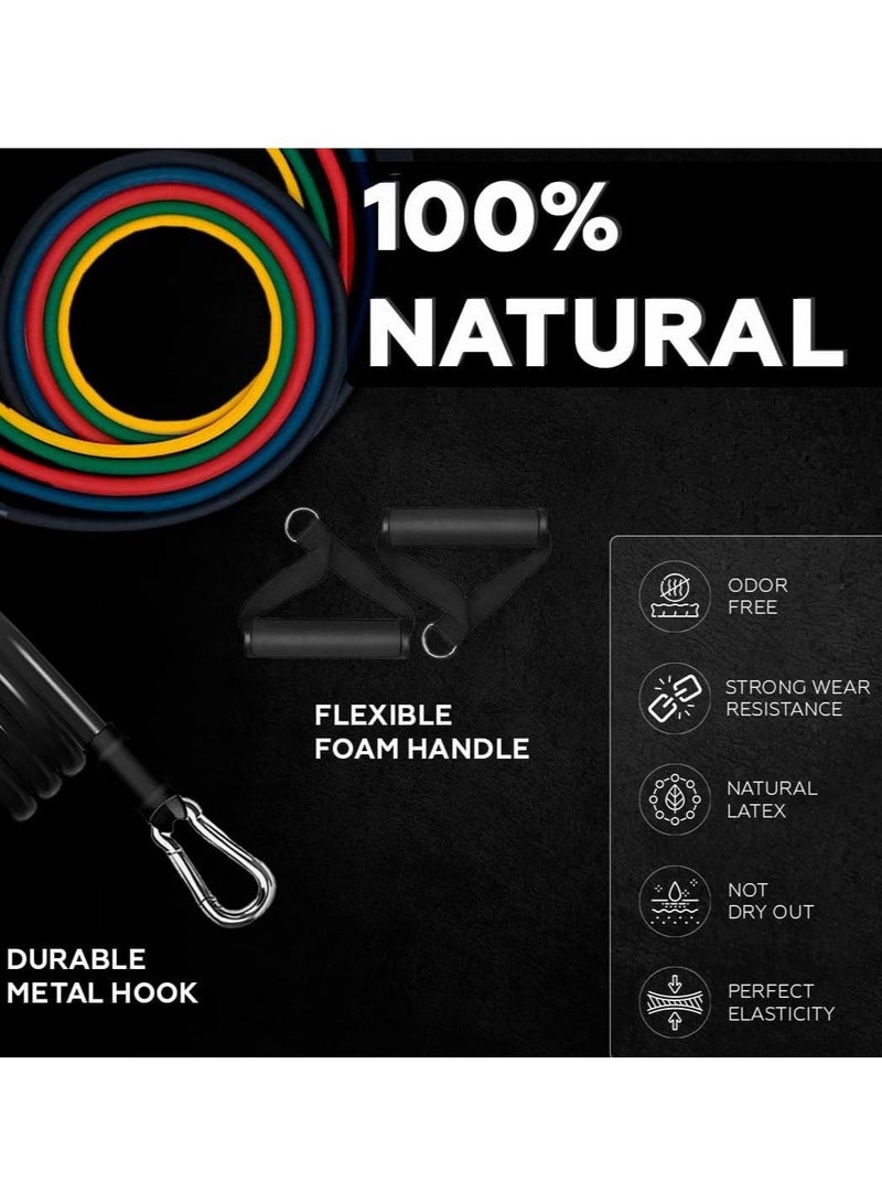 16-Piece Resistance Bands Set – Adjustable Workout Tubes with Handles, Door Anchor & Ankle Straps – Home & Gym Fitness (Up to 150 lbs) - Image 4