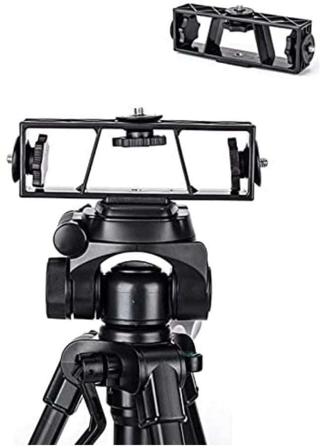 3 in 1 Three Position Multi-Camera Easy Installer Stand Clip Holder with 3 x 1/4 Screws for DSLR Action Camera Mobile Cell Phone Shooting Bracket