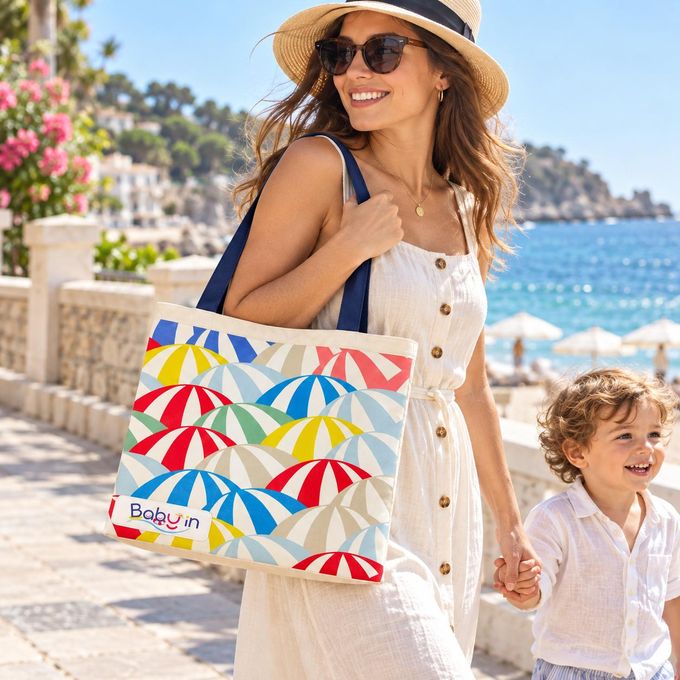 Baby IN Large Beach Essentials Tote Bag for Family Outings, Towels, Swimwear and Beach Accessories – Sun Bag - Image 2