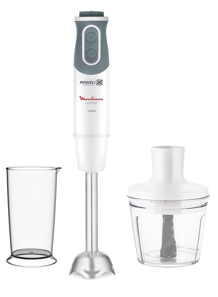 Moulinex Optichef Hand Blender 1000 Watts 12 Functions 500 ML Chopper DD6551EG White - Image 1