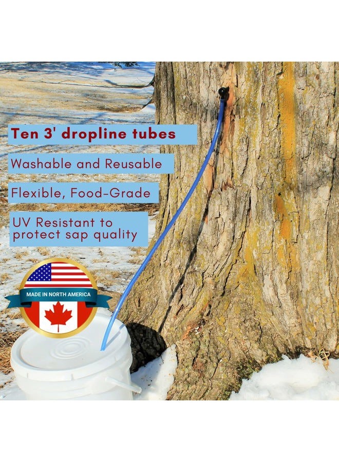 Maple Tapper Syrup Tree Tapping Kit – (10) Taps + (10) 3-Foot Drop Line Tubes + (2) 1- Quart Sap Filters – Dark Blue Premium Food Grade Tubing - Instructions, Recipe Cards - Image 3