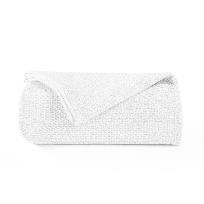 BOUTIQUO 100 Cotton Bed Blanket Breathable Thermal Blanket King Size Soft Honeycomb Waffle Blanket 90x102 Cotton Bed Blanket Perfect for Layering Any Bed for All Season White