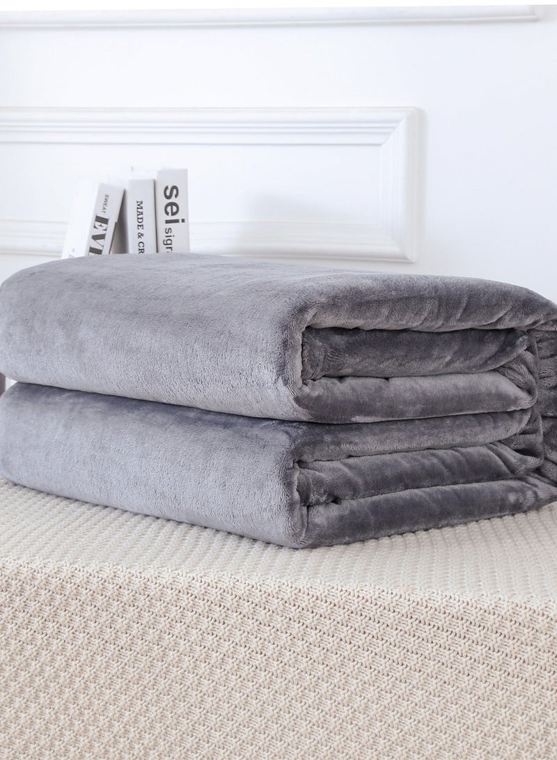 Loquat Solid Color Cloud Sable Blanket Office Nap Blanket Air Conditioned Roof Blanket Flannel Blanket Dark Grey  - Image 1
