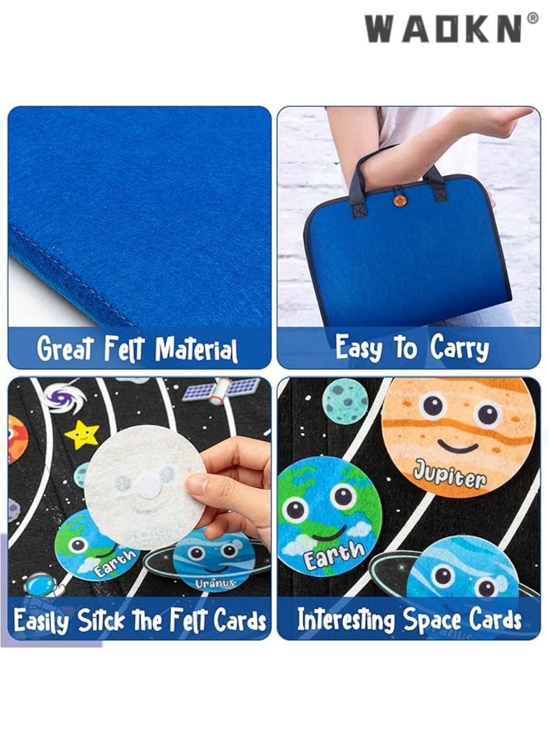 WAOKN - 25Pcs Outer Space Travel Felt-Board Story Set Portable Felt Board Solar System Universe Storytelling Planets Astronaut Galaxy Themed Preschool Early Learning Interactive Play Kit for Toddlers - Image 1
