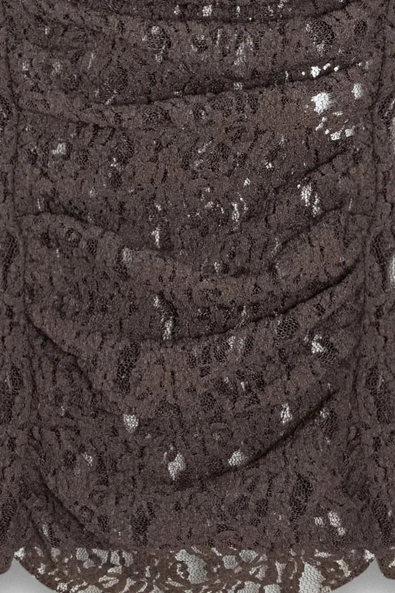 Dilvin Coffee Brown DILVIN Fitted Lace Sleeveless Blouse for Women | Best Price UAE