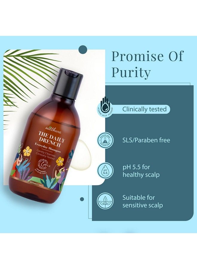 Satthwa Daily Drench Everyday Mild Shampoo Ph 5.5 All Hair Types 225Ml - Image 5