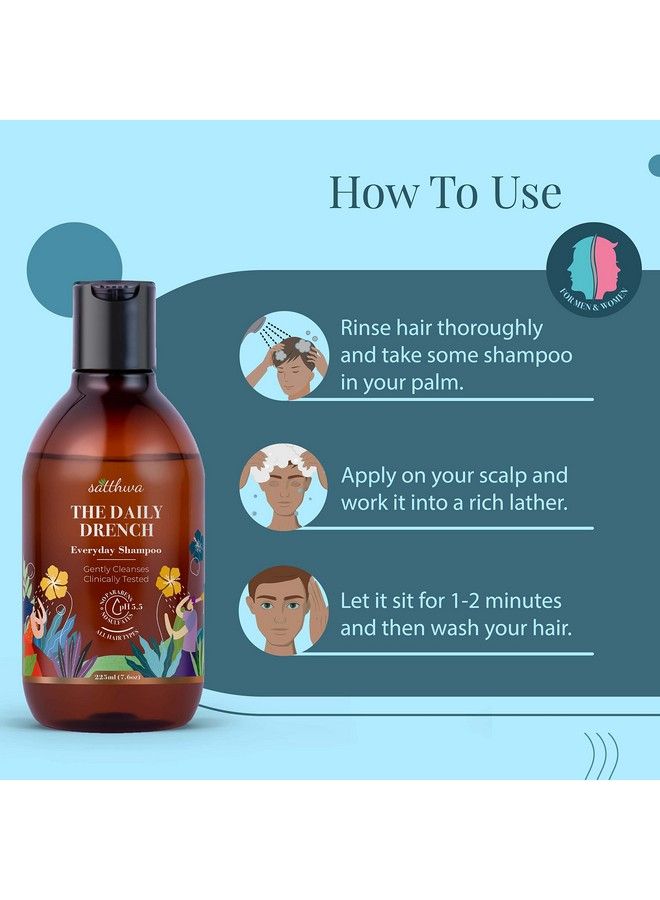 Satthwa Daily Drench Everyday Mild Shampoo Ph 5.5 All Hair Types 225Ml - Image 4