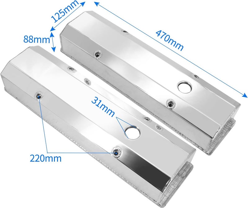 Tektall Clear Anodized Aluminum Tall Valve Covers - Image 2