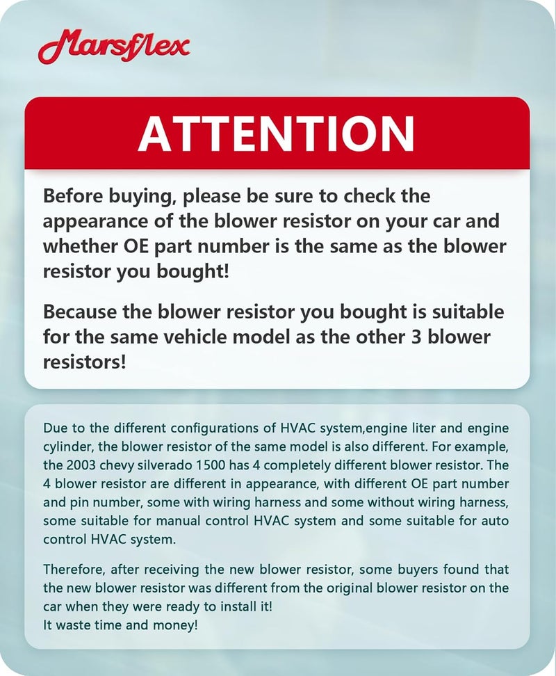 Marsflex Blower Motor Resistor for Chevy and GMC Vehicles (2003-2009) - Image 2