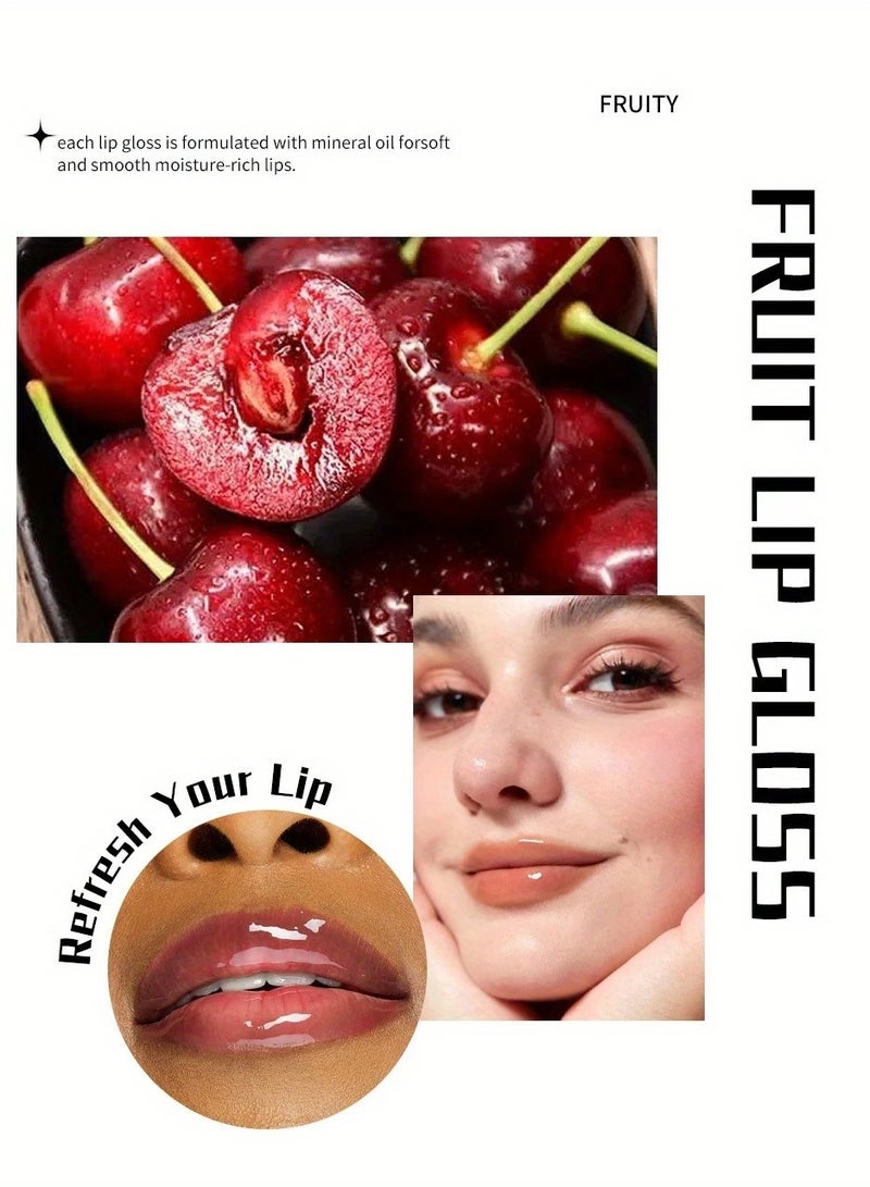 Julystar Natural Fruit Flavor Lip Oil & Gloss Set - Long-Lasting Moisturizing, Mirror Shine, Pouty Lips Effect - Vegan, Paraben-Free, Perfect for Daily Hydration & Gifts[02] - Image 2