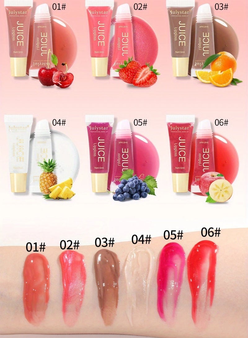 Julystar Natural Fruit Flavor Lip Oil & Gloss Set - Long-Lasting Moisturizing, Mirror Shine, Pouty Lips Effect - Vegan, Paraben-Free, Perfect for Daily Hydration & Gifts[02] - Image 5