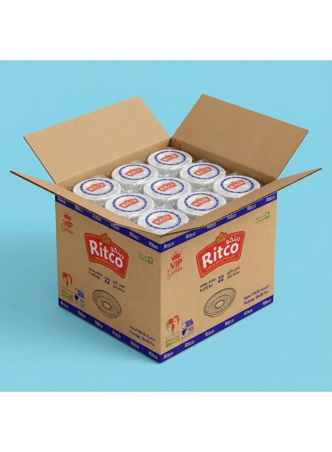 Ritco Carton Of Plain Round Plastic Plates, Size 22 (500 Plates/Carton) - Image 2