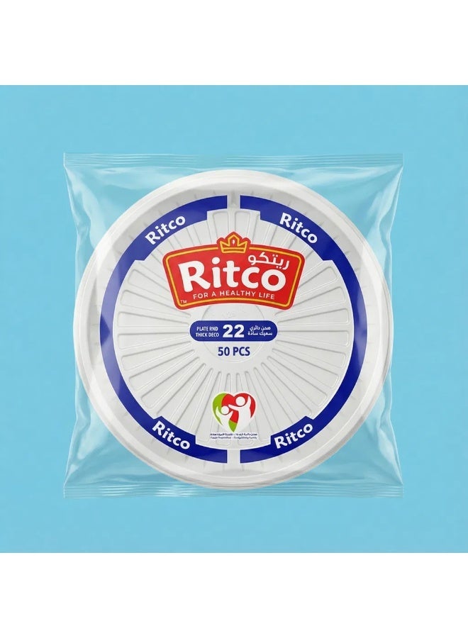 Ritco Carton Of Plain Round Plastic Plates, Size 22 (500 Plates/Carton) - Image 4