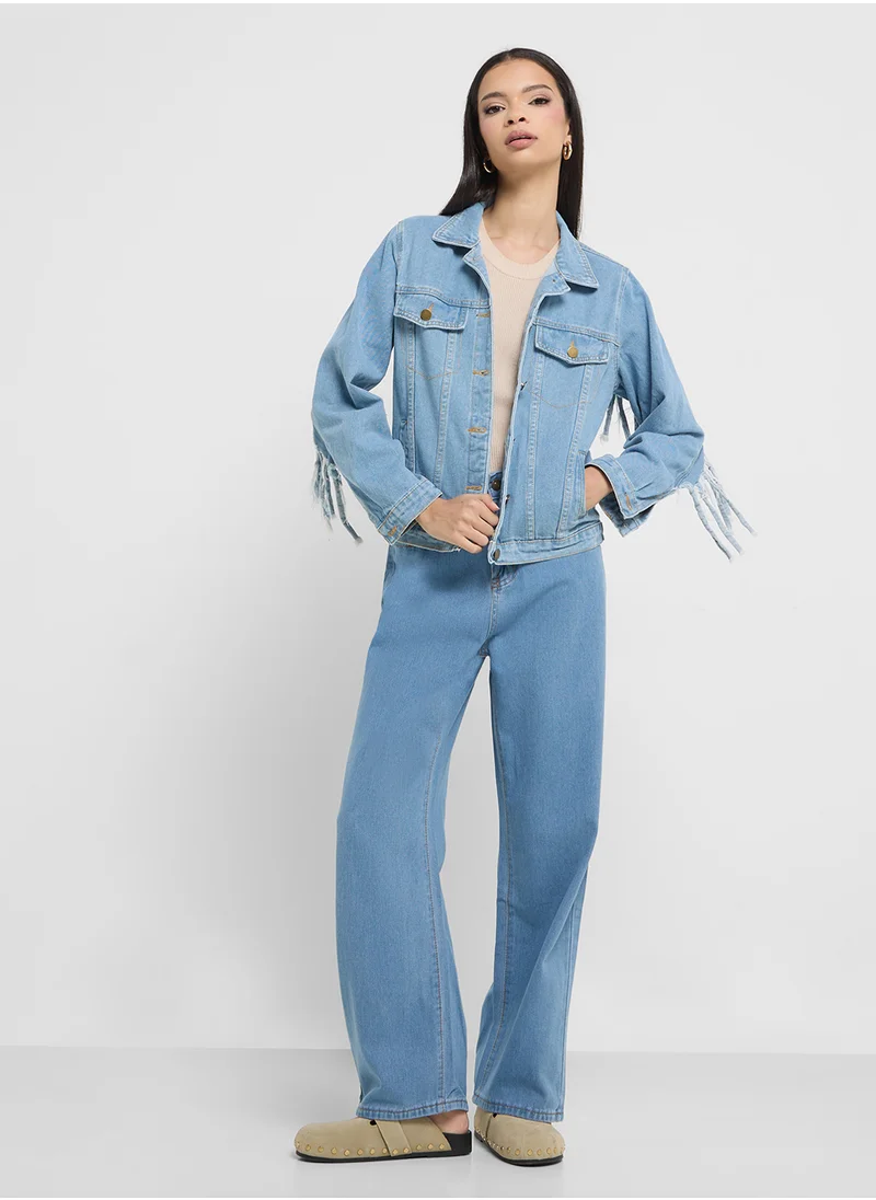 Ginger Denim Jacket With Fringing