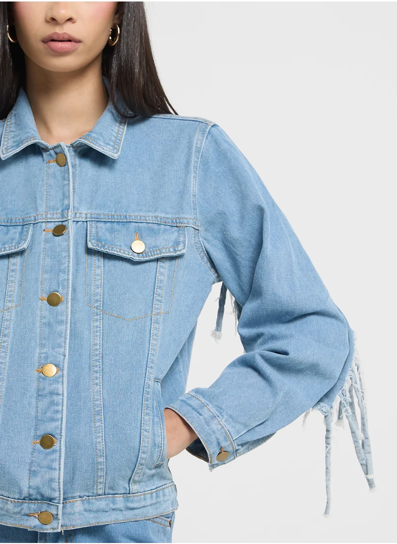 Ginger Denim Jacket With Fringing