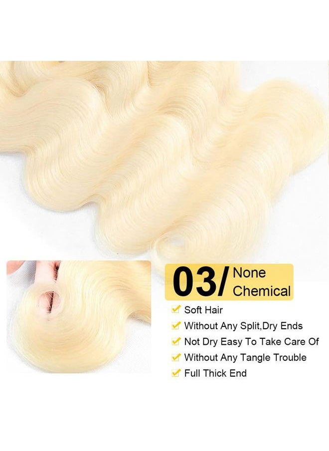 QTHAIR Body Wave Human Hair Blonde Bundles 18 20 22inch 16A Grade 100% Brazilian Human Hair Color #613 Platinum Blonde Body Wave Brazilian Virgin Body Wavy Bundles  - Image 5